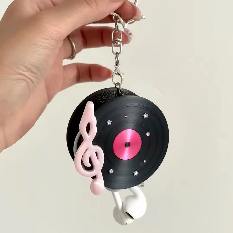Korean Retro Vinyl Record Head - Cable Winder Keychain review and price