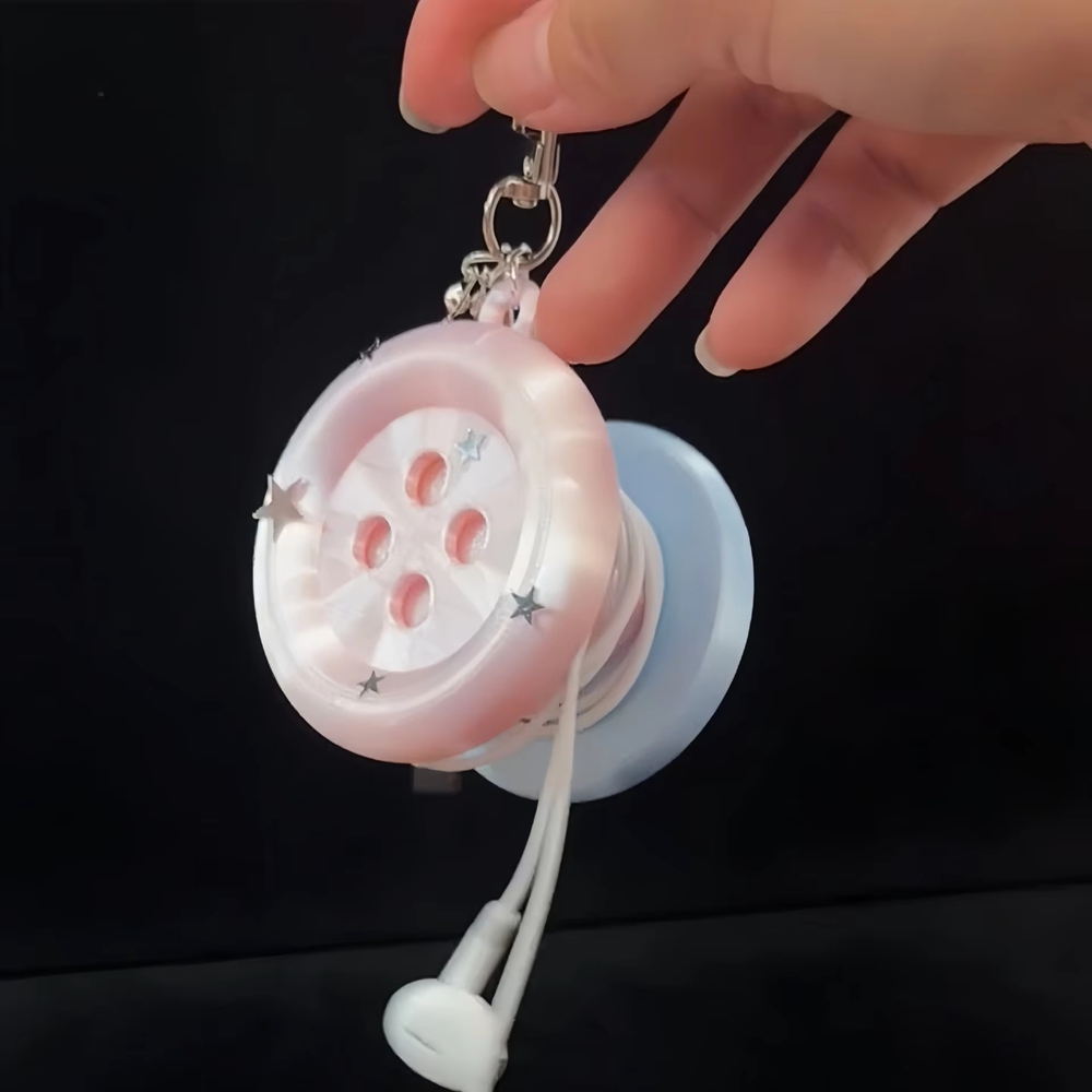 Retro Y2K Extra Large Button E - Cable Winder Keychain review and price