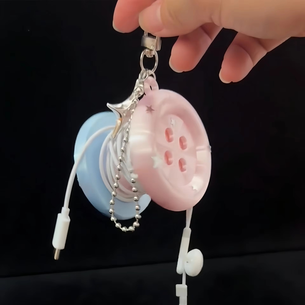 Retro Y2K Extra Large Button E - Cable Winder Keychain review and price
