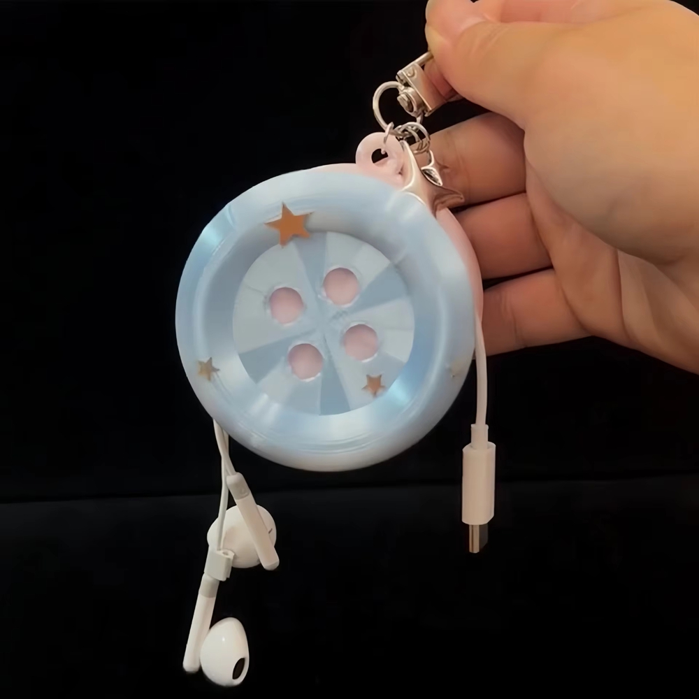 Retro Y2K Extra Large Button E - Cable Winder Keychain review and price